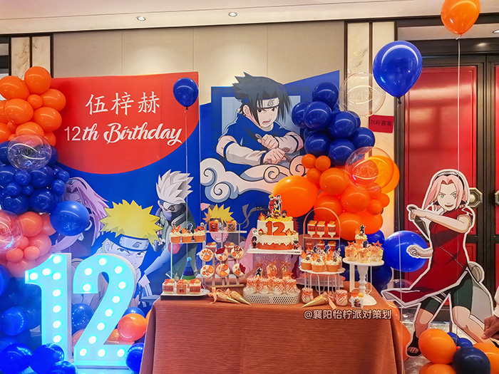 火影忍者生日主题男孩十二岁生日定制场景气球布置舞台背景KT板-图二